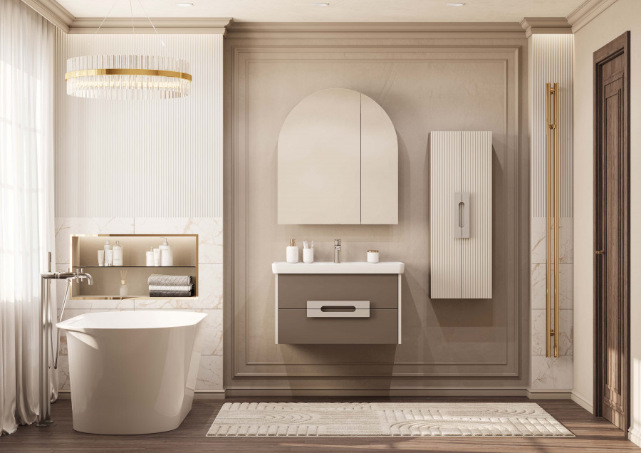 Шкаф-колонна АР-ДЕКО 40,  двустворчатая, подвесная, кашемир