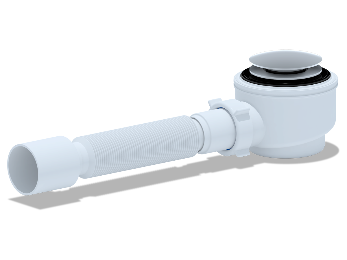 Сифон для душевого поддона АНИ Пласт E415CLGS 1 1/2 дюйма 50 клик-клак гриб с сеткой с гибкой трубой 40х50
