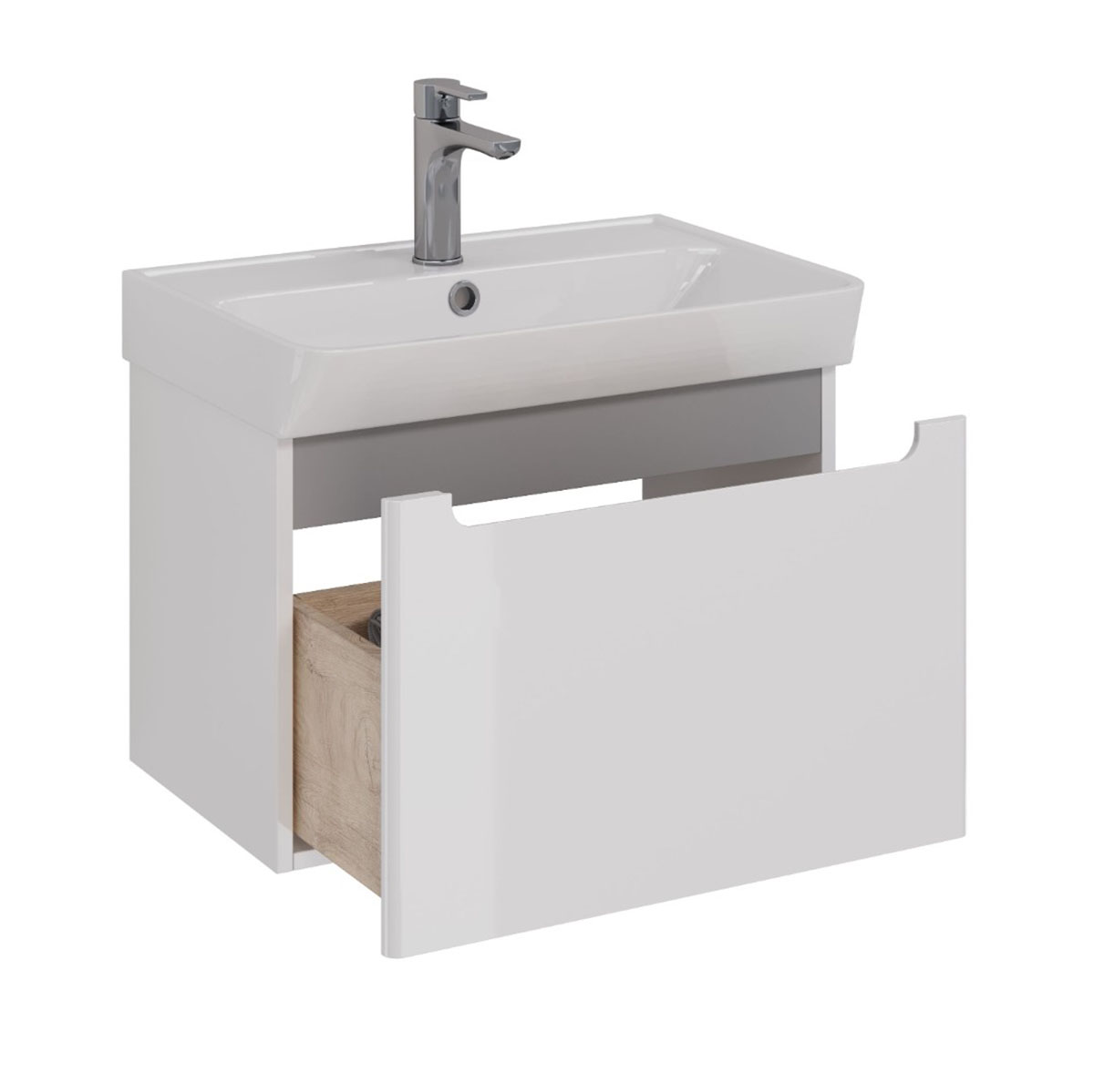 Тумба Lemark BUNO MINI, 60 см под 1 раковину, подвесная, 1 ящик, цвет планки: Серый, цвет корпуса, ф