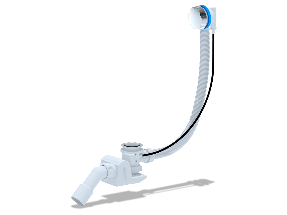 Перелив полуавтомат с плоским сифоном АНИ Пласт Бриг EM361 580 с переходной трубой 45 градусов 40х50
