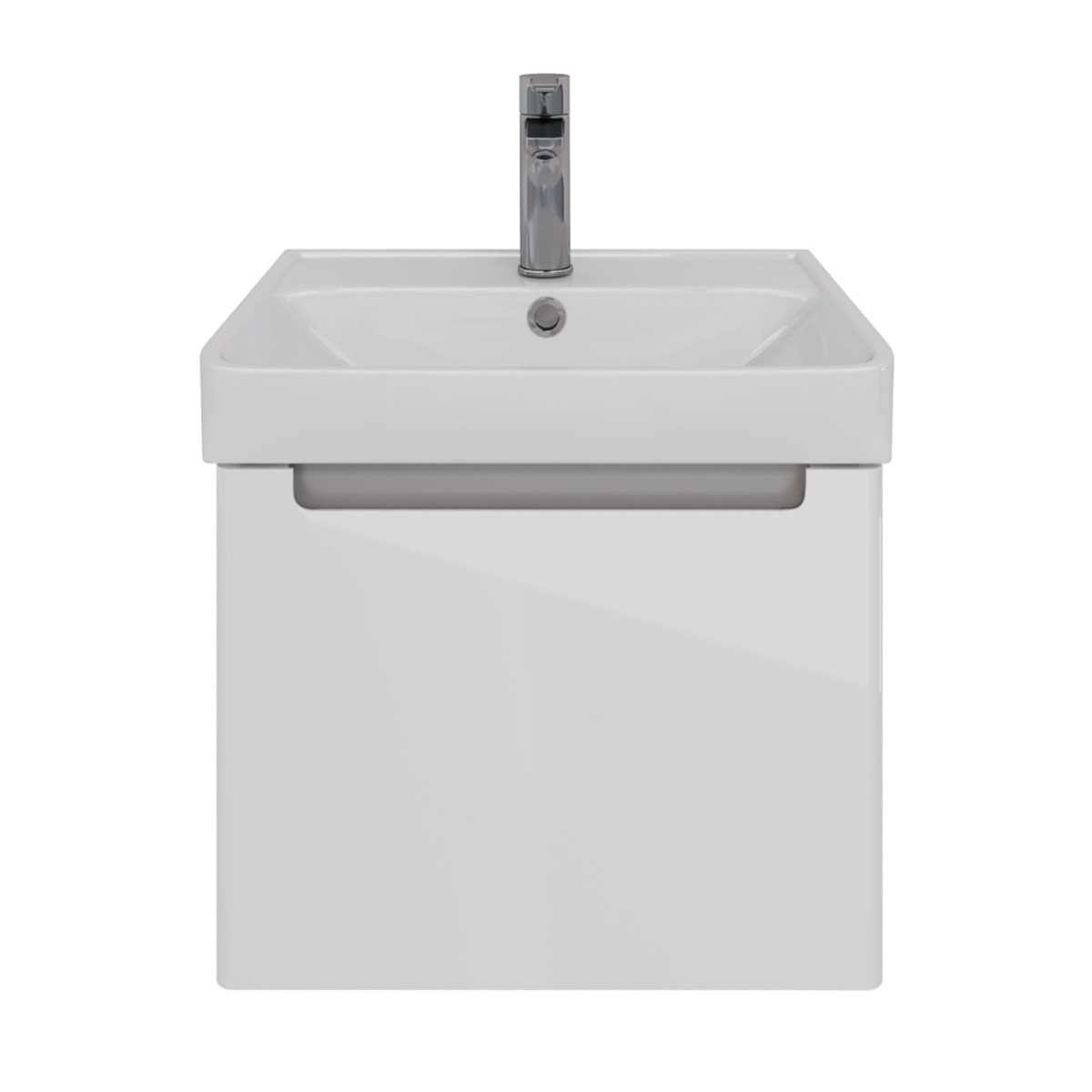 Тумба Lemark BUNO MINI 50 см под 1 раковину, подвесная, 1 ящик, цвет планки: Серый, цвет корпуса, фа