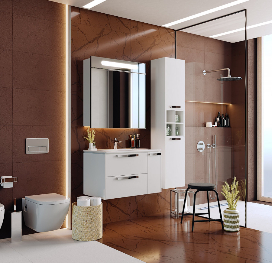 LAGO Шкаф-колонна 35, белый глянец, ROCA