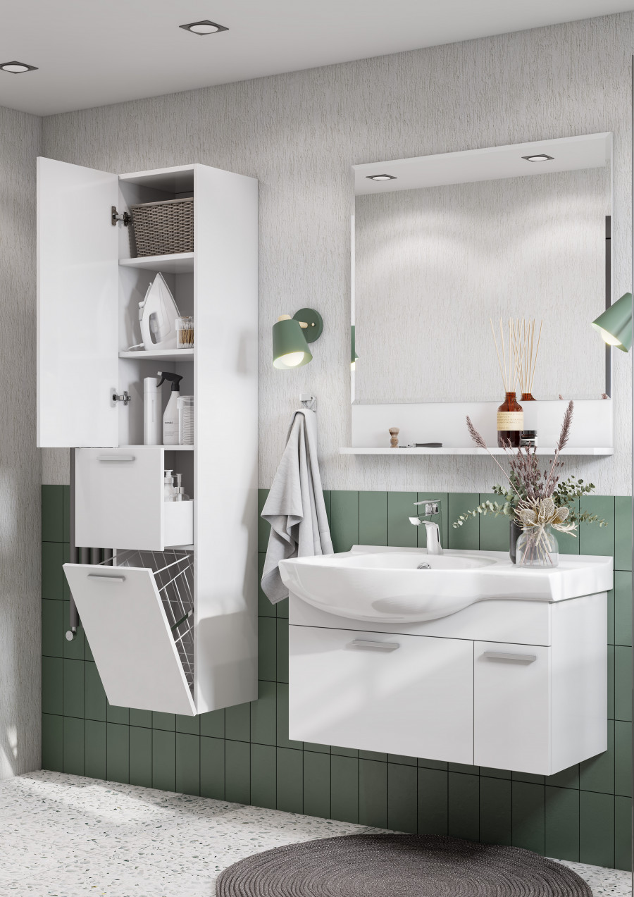 Шкаф-колонна ИНДИ 34, подвесная, белая