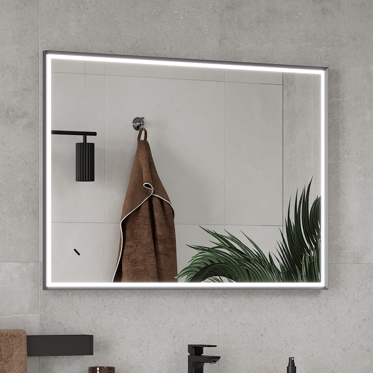 Зеркало EQUIL Smile LED 100 серый муар