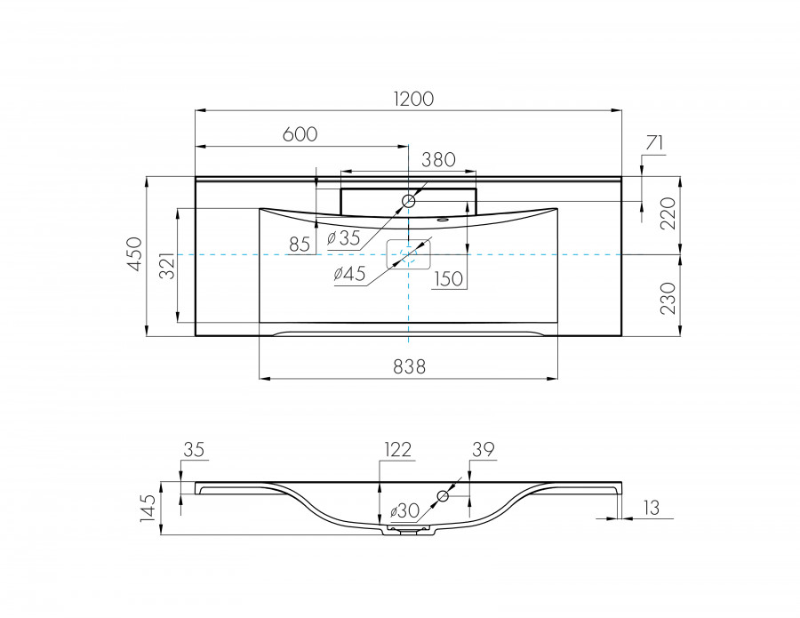Раковина ПРЕМЬЕР М 120, белая