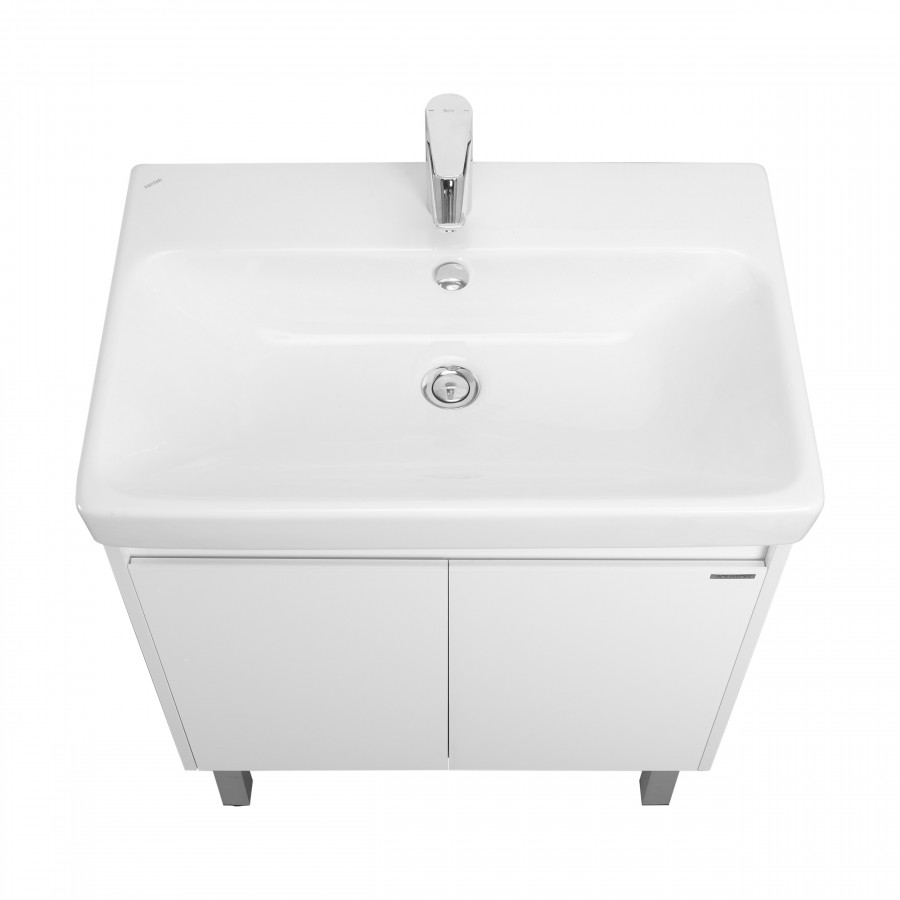 Тумба СКАНДИ DOORS 70, универс., 2 дв., белый глянец/белый матовый (под раковину АДРИАНА 70)