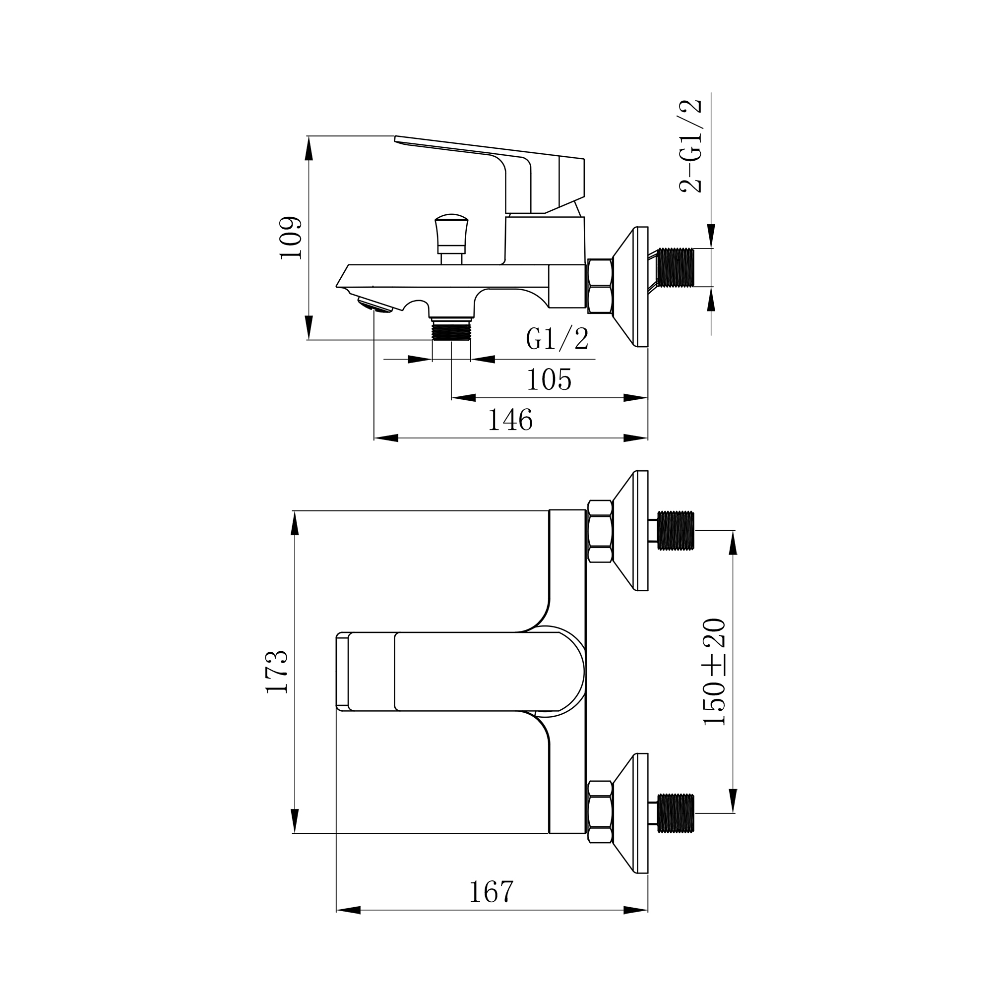 Смеситель для ванны TOKITO AMA хром (TOK-AMA-1014)