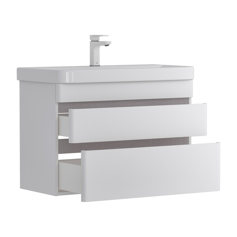 Тумба EQUIL Soldi 80 подвесная 2 ящ. белый софт (под раковину 9595-80)