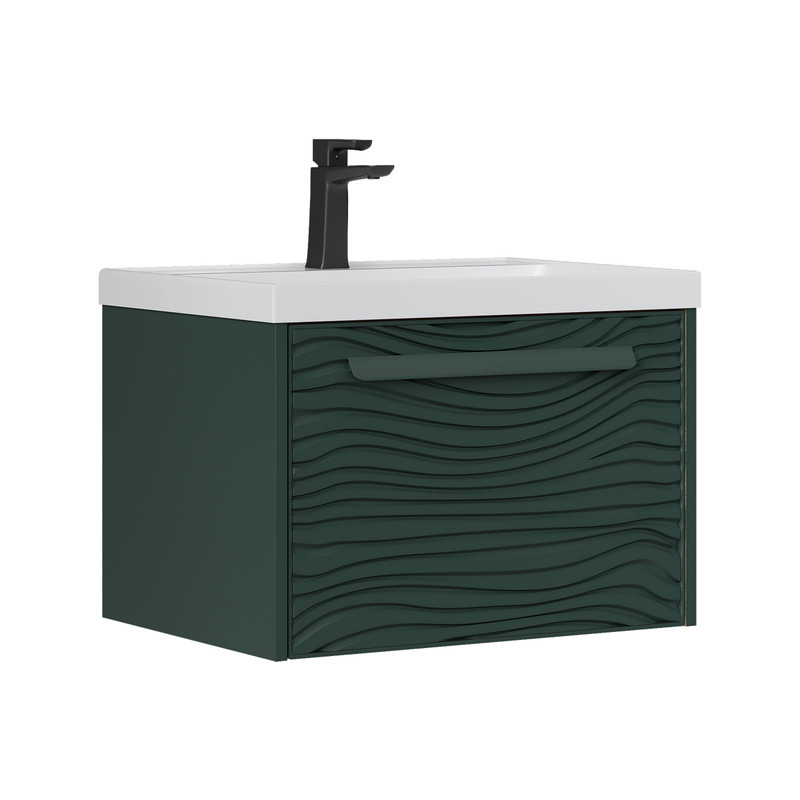 Тумба под раковину EQUIL Gleam 60, подвесная, 1 ящ., зеленый камень/дуб вотан (под раковину 78857-60) (tpGLEAM60.1Y-34)