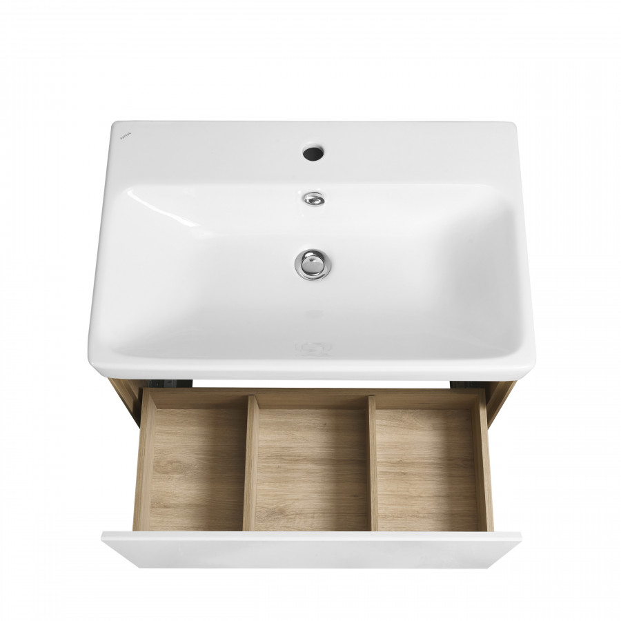 Тумба ЛИБЕРТИ 70, 1 ящ.,подв., дуб эльвезия/бел. гл-ц (под р-ну АДРИАНА 70,MILA 35,MILA 40,ОДРИ 42