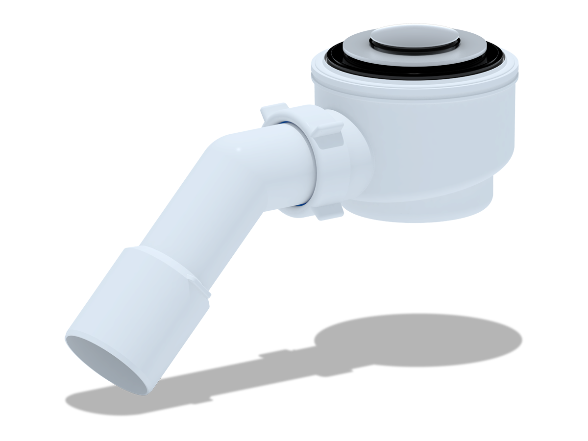 Сифон для душевого поддона АНИ Пласт E411CL 1 1/2 дюйма 50 клик-клак с переходной трубой 45 градусов 40х50