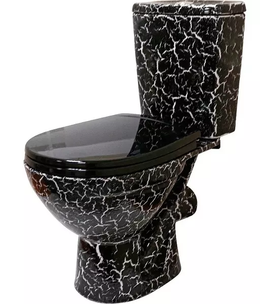 СОЛО Унитаз-компакт горизонт. выпуск, 2-х уровн. арм., сид. полипр., черный кракелюр ROSA