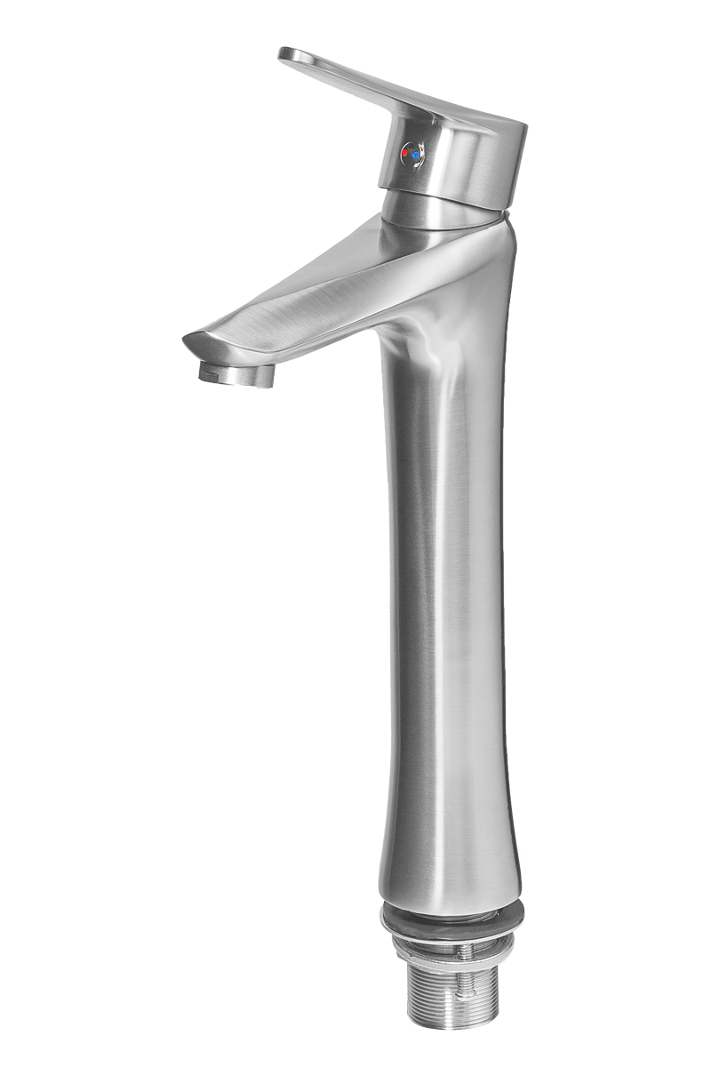 Смеситель для раковины ПРОФСАН ПСМ-300-6 STEEL нержавеющая сталь AISI-304 высокий тип См-УмОЦБА