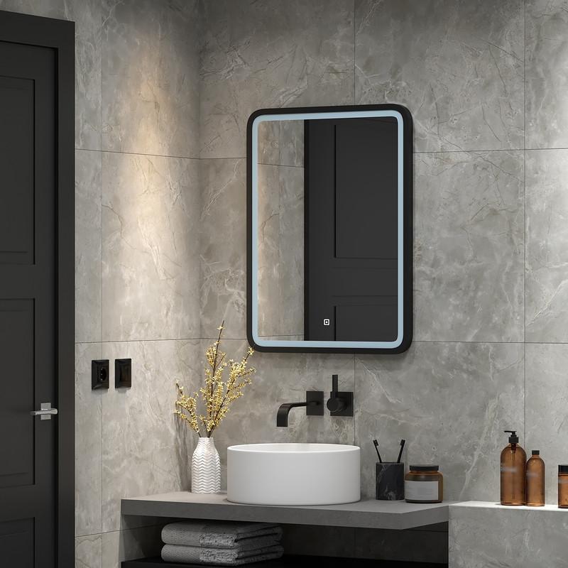 Зеркало Enjoy Black Led 600x800