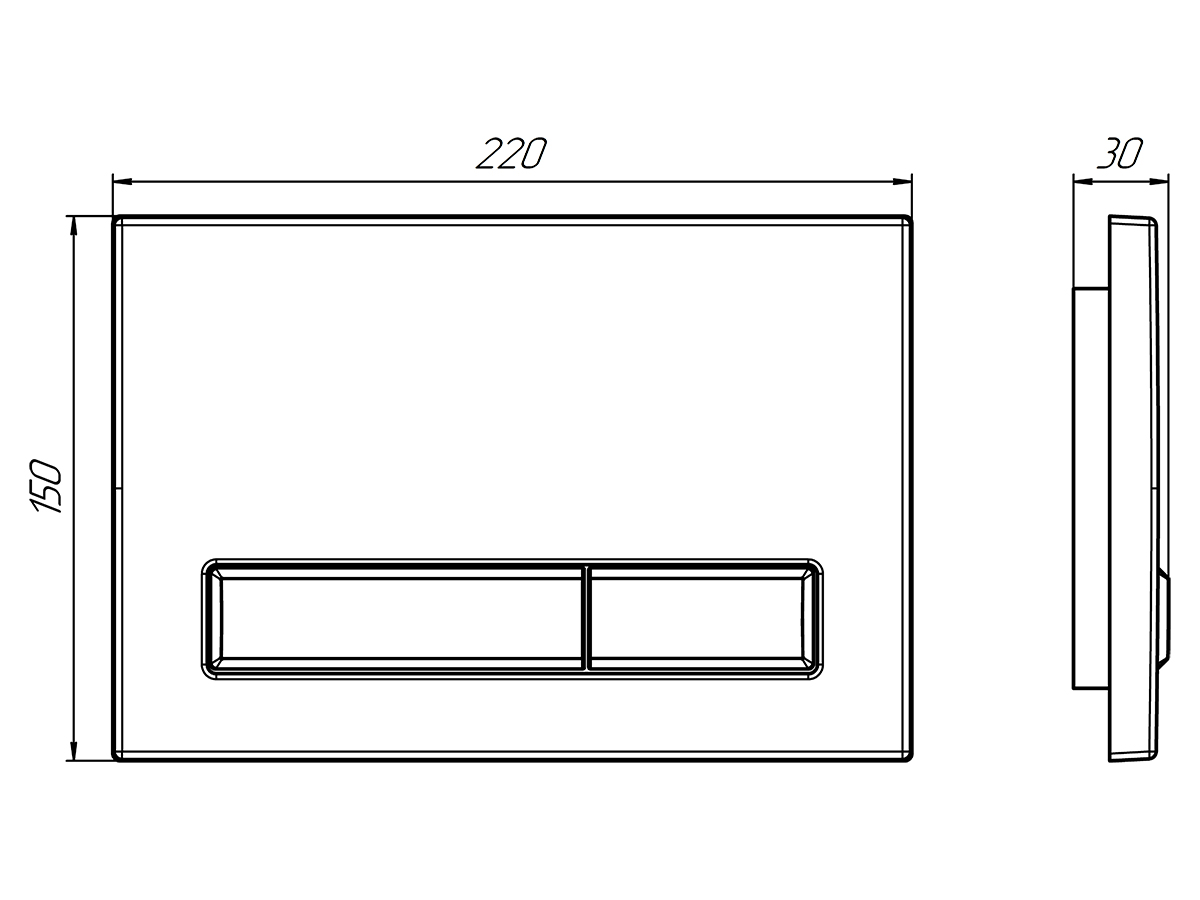 Система инсталляции для унитаза АНИ Пласт WCP1410 1350х522х225 мм с прямоугольной клавишей хром