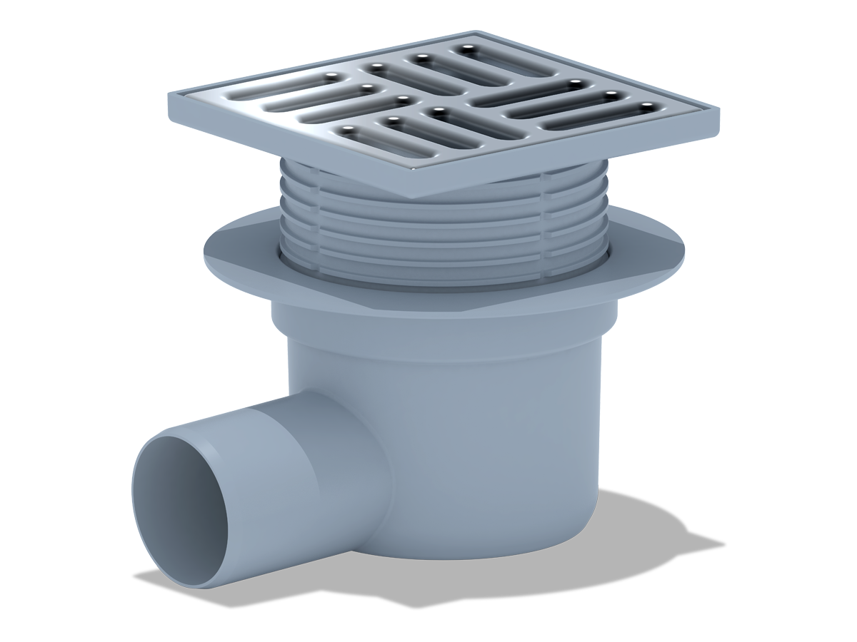 Трап гориз.вып.50 рег. с решеткой из нержавеющей стали 12x12, ANI PLAST