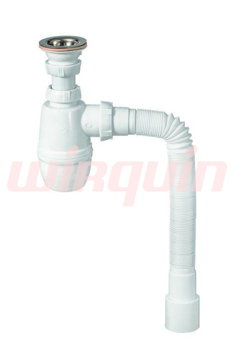 МИНОР сифон 1 1/4*40 с гибкой трубой 40*40/50, WIRQUIN