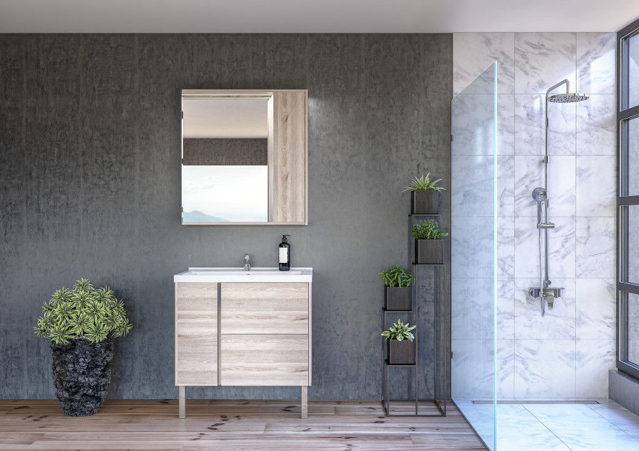 Зеркальный шкаф СТОУН 80, сосна арлингтон