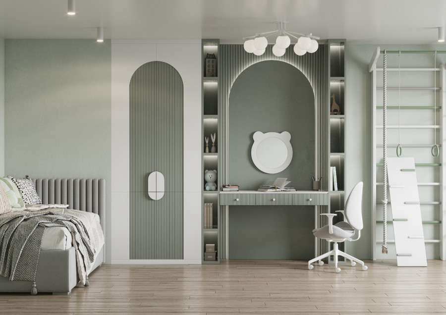 Зеркало КАСПЕР МИШКА , круглое, белый матовый