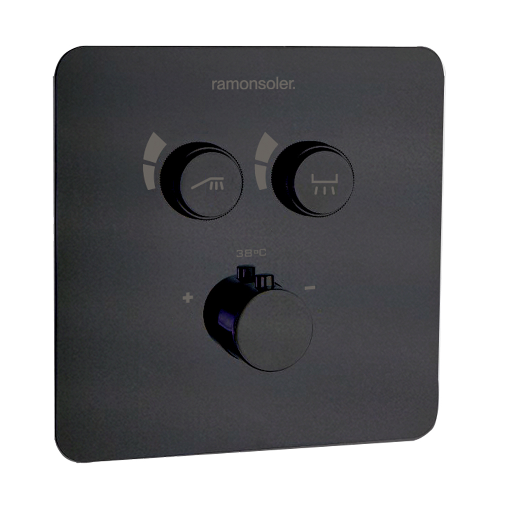 Встраиваемый термостатический смеситель для душа RS SMART 85T201SNM матовый черный на 2 выхода