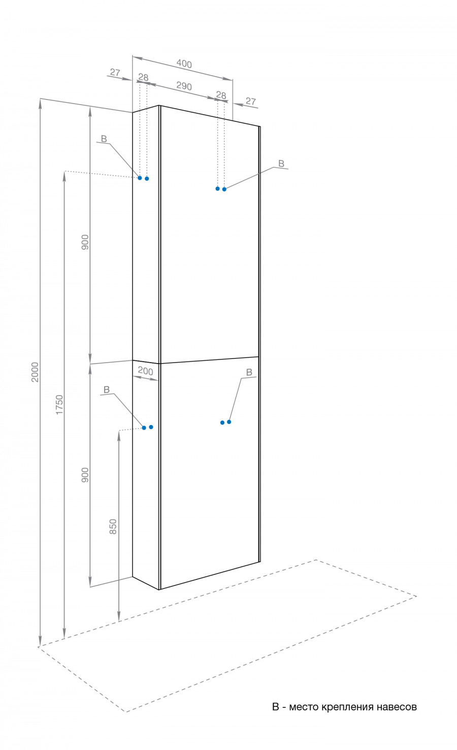 Шкаф навесной ЛИБЕРТИ 40, подвесной, дуб эльвезия