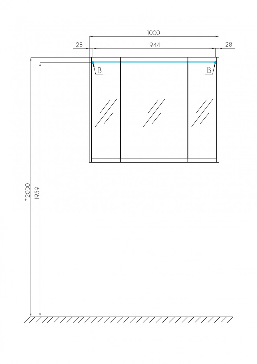 Зеркальный шкаф НОРТОН 100, белый