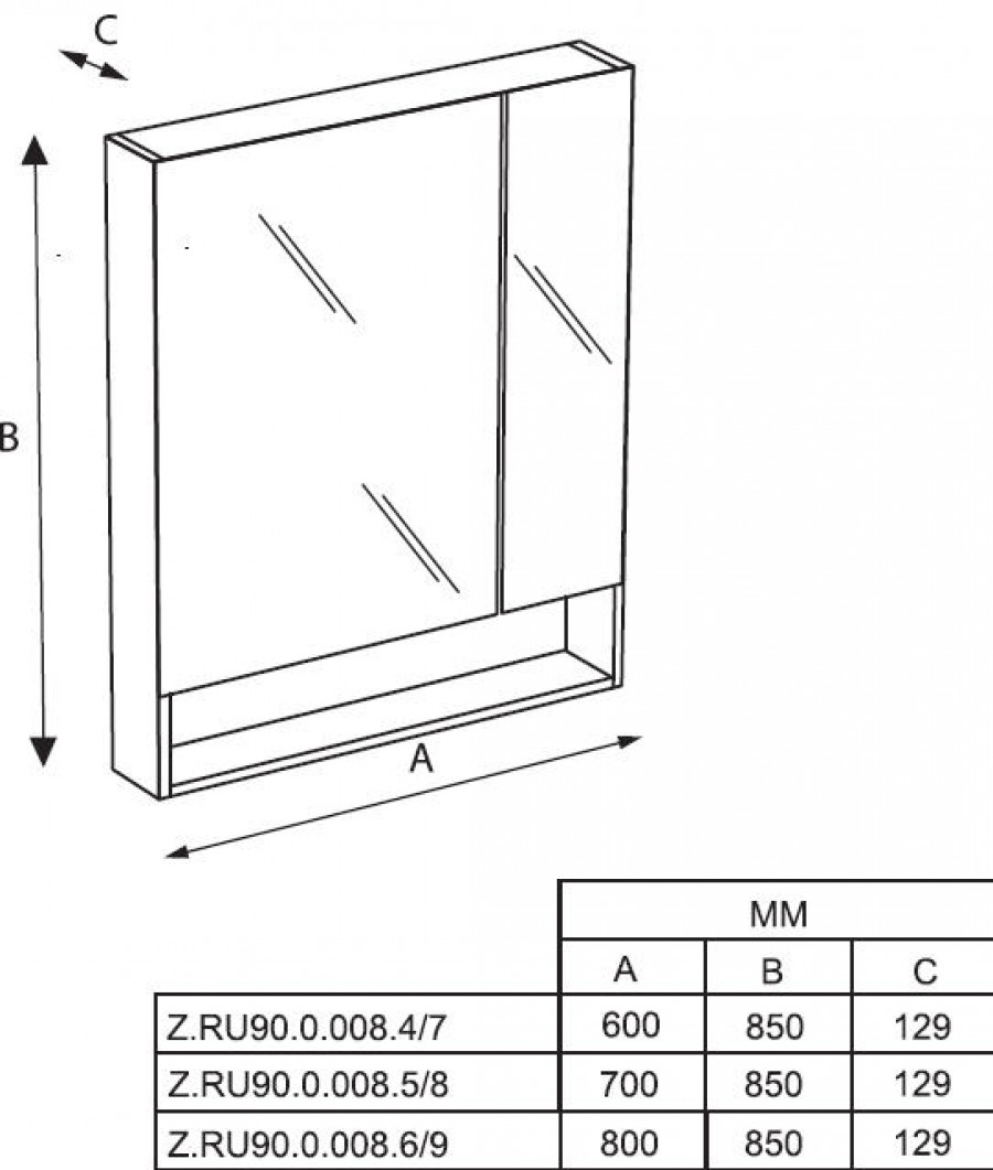 GAP Зеркальный шкаф 80, фиолетовый, ROCA