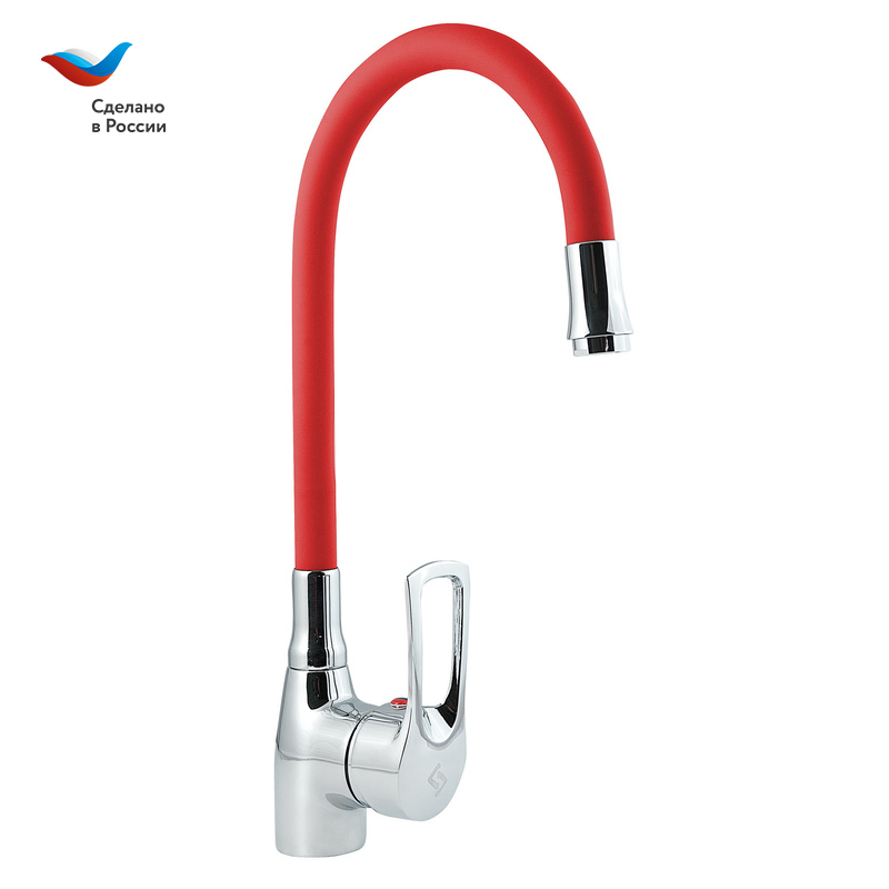 Смеситель для кухни СЛАВЕН Прораб СЛ-ОД-Ц2К красный/хром