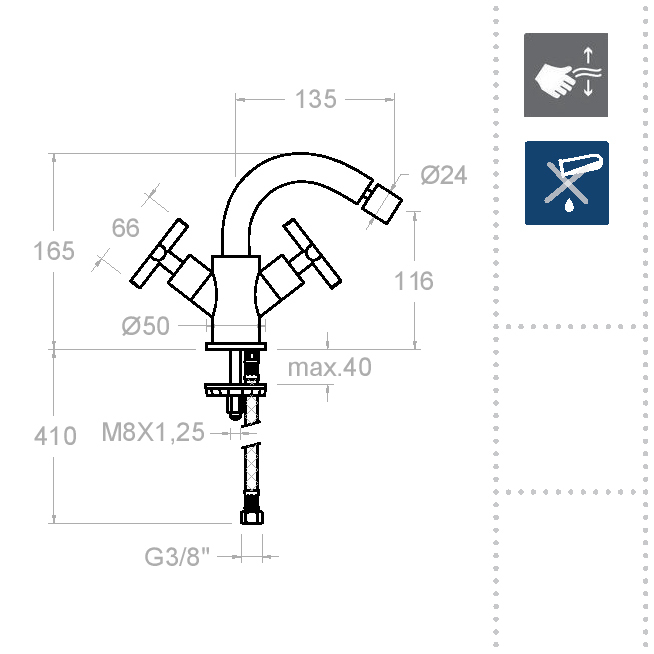 Смеситель для биде вентельный GAUDI 3103C