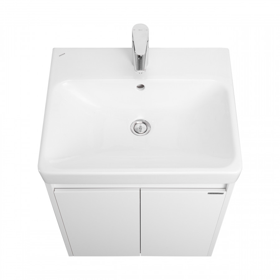 Тумба СКАНДИ DOORS 55, универс., 2 дв., белый глянец/белый матовый (под раковину АДРИАНА 55)