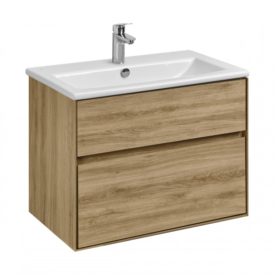 Тумба ЛИБЕРТИ 75, 2 ящ., подвесная, дуб эльвезия (под раковину ЭЛИНА 75, MILA 35, MILA 40, ОДРИ 42)