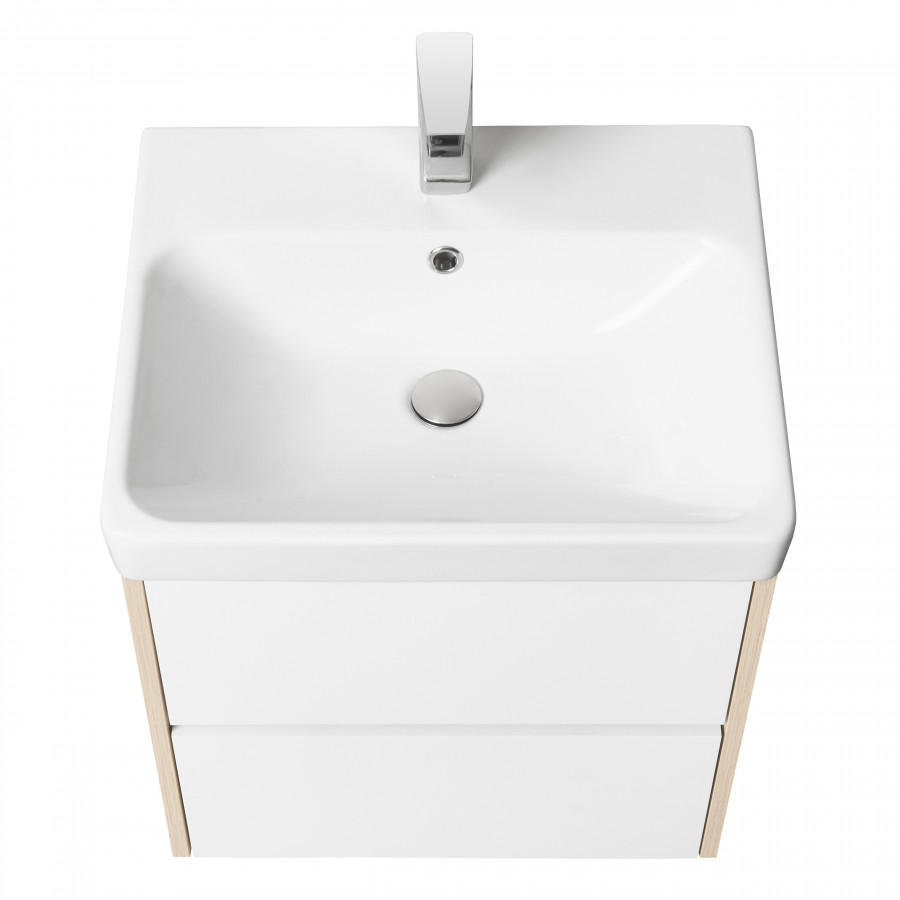 Тумба СКАНДИ 55, белая, дуб верона (под раковину АДРИАНА 55) 
