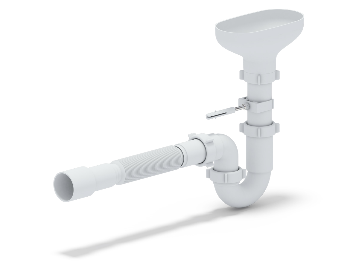 Сифон АНИ Пласт DR0115 1 1/2 дюйма 40 с разрывом струи с гибкой трубой 40х40/50