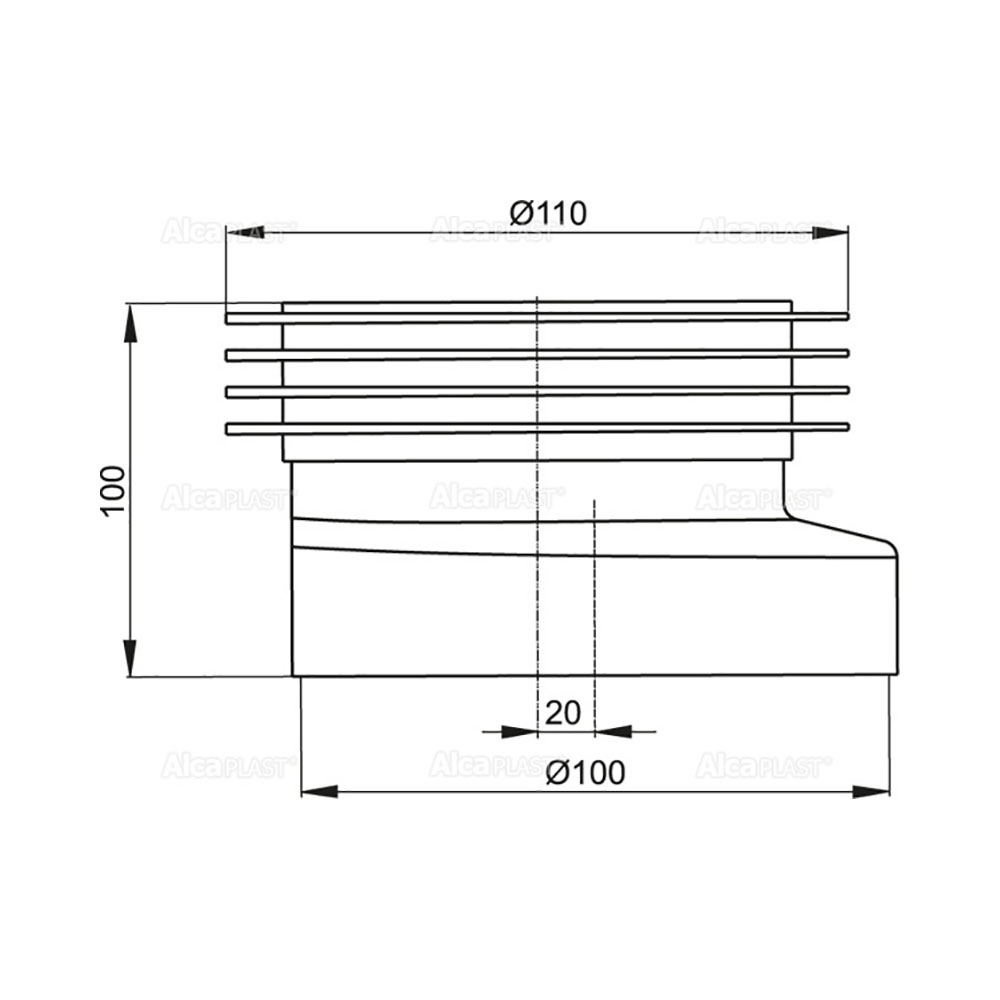 A990 Манжета для унитаза с эксцентриком 100мм.ALCAPLAST