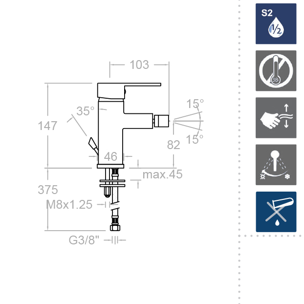 Смеситель для биде однорычажный DRAKO 330302
