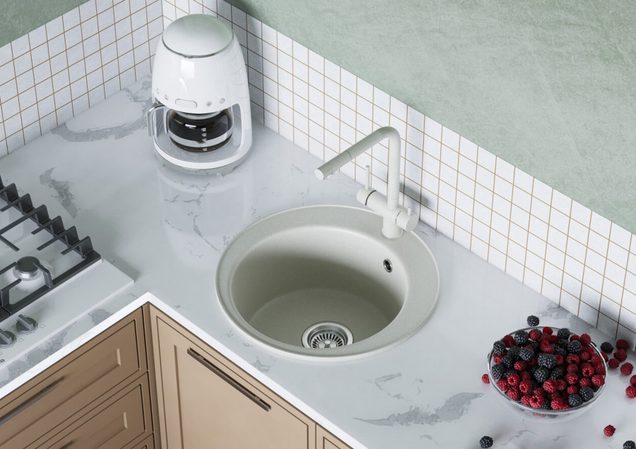 Мойка кухонная ШЕЛЛИ 50, круглая, жемчуг