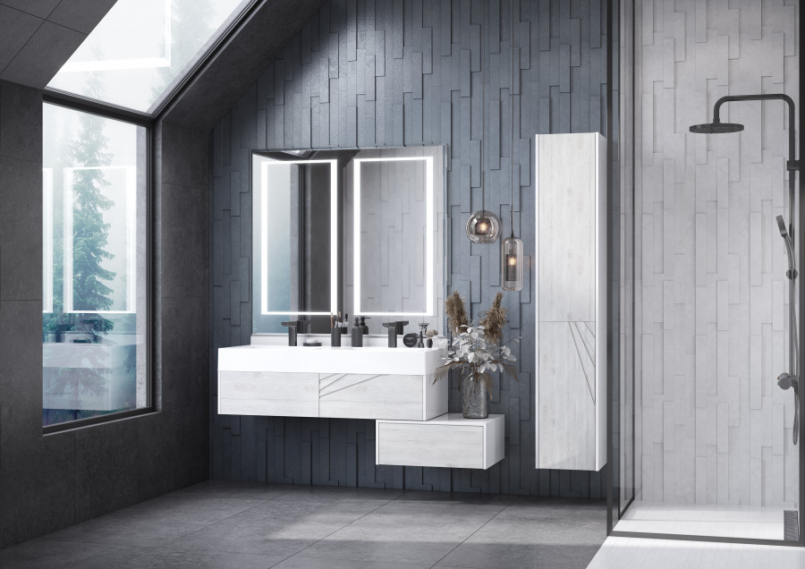 Зеркало САКУРА 120, две зоны подсветки