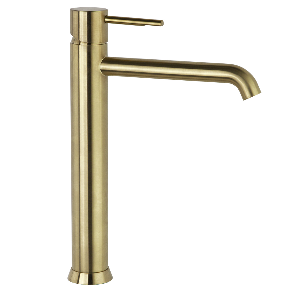 Смеситель высокий для раковины чаши ODISEA 390201OC золото брашированное