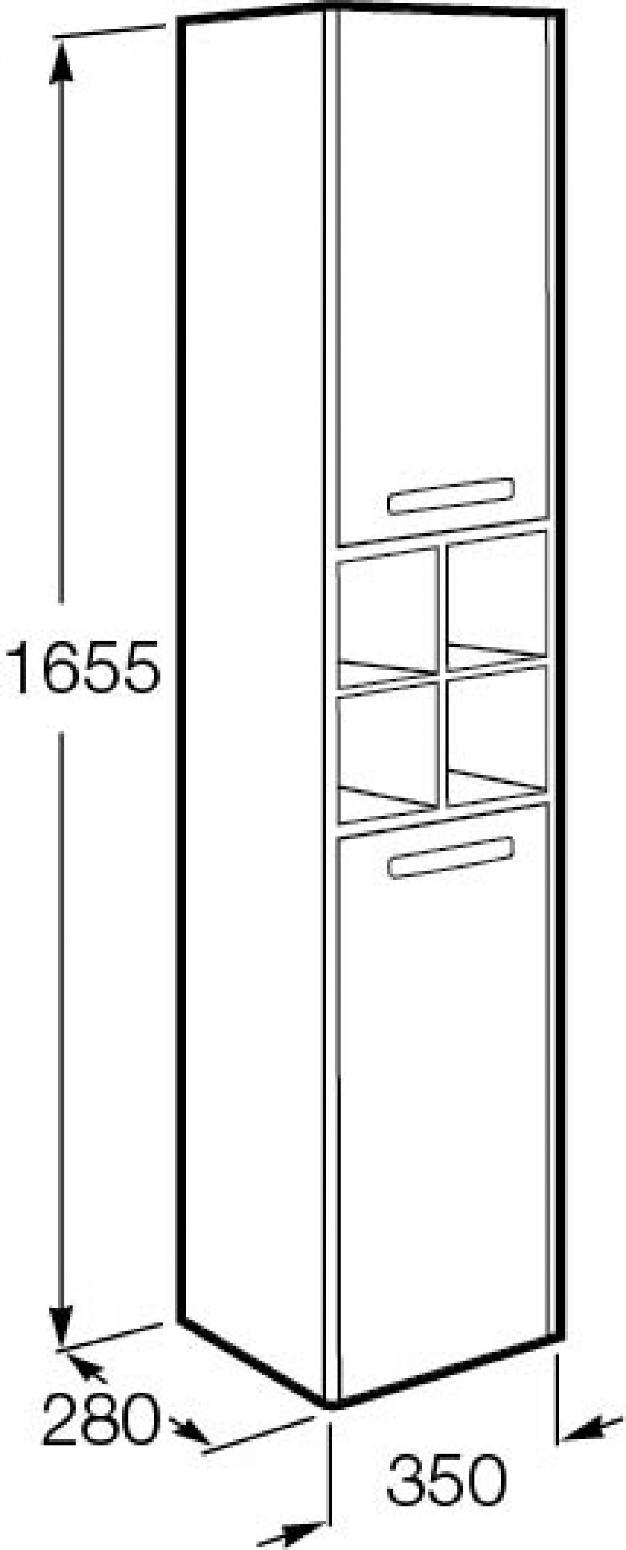 LAGO Шкаф-колонна 35, светлый дуб, ROCA