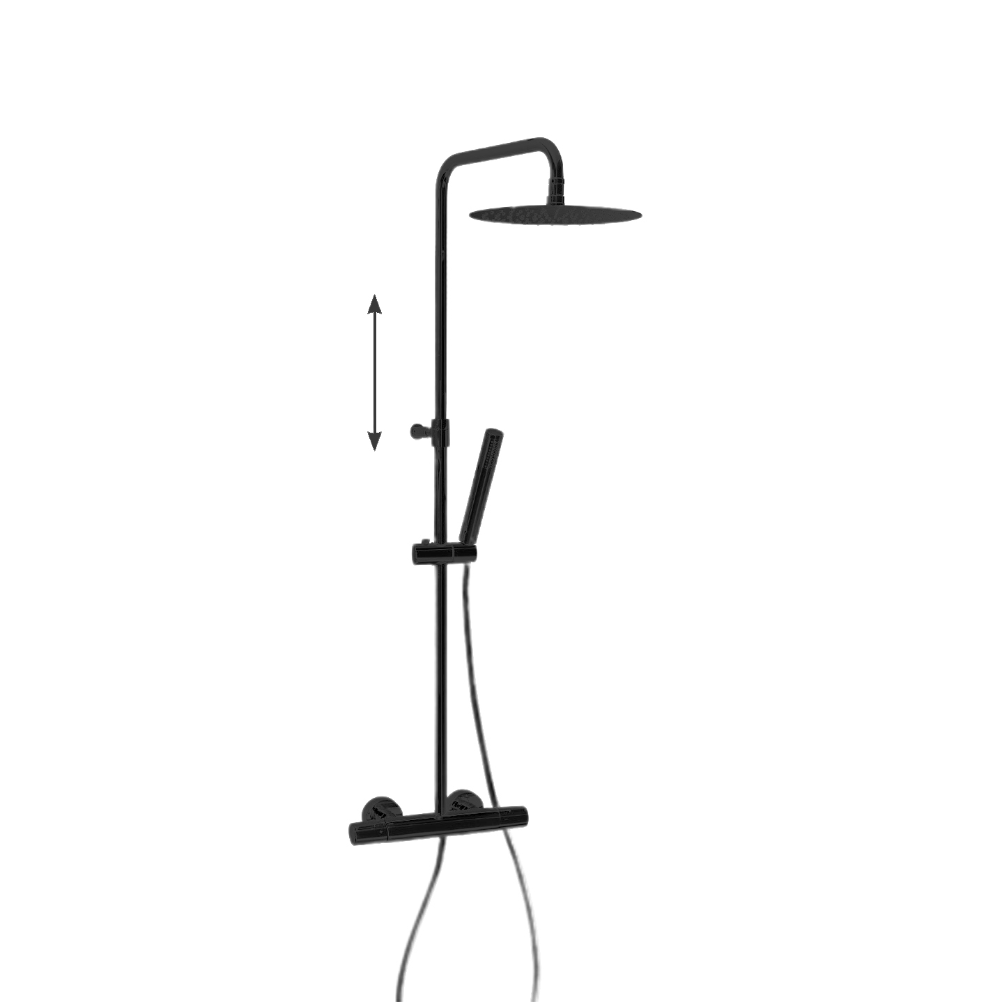 Душевая термостатическая система наружнего монтажа с телескопическим тропическим душем и душевым ком