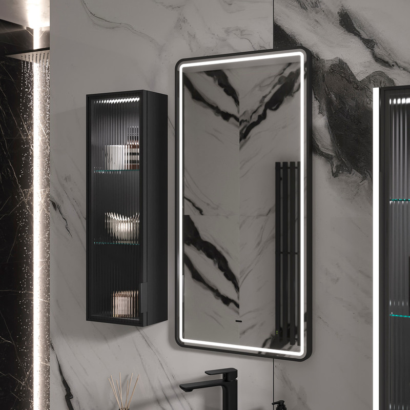 Зеркало с подсветкой EQUIL STOUNE 500х900 мм, черный (zkSTOUNE50-15)