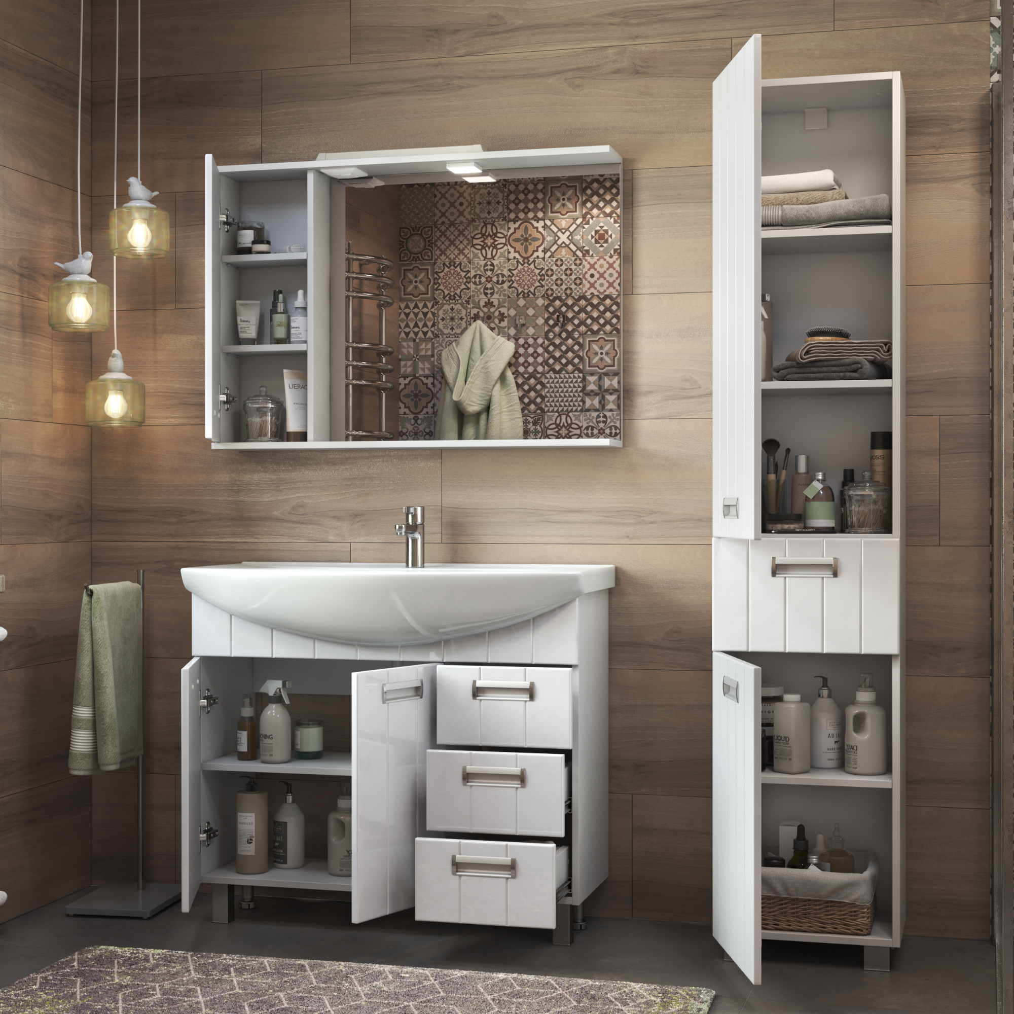 Зеркало со шкафом VIGO Diana 100 подвесное белый (z.DIA.100.L.El)