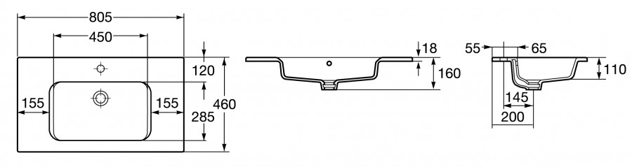GAP Мебельная раковина 80, белая, ROCA