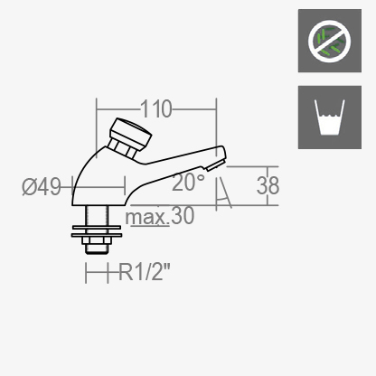 Кран нажимной порционный SOLESTOP 7450