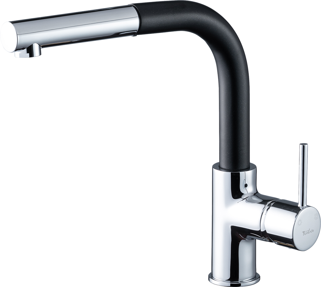 Смеситель для кухни RIVELATO Ledro с выдвижной лейкой антрацит хром (9022208 antracite cromo)