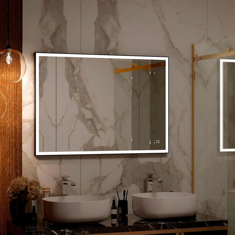 Зеркало Solid Black 900x700, реверсивное крепление