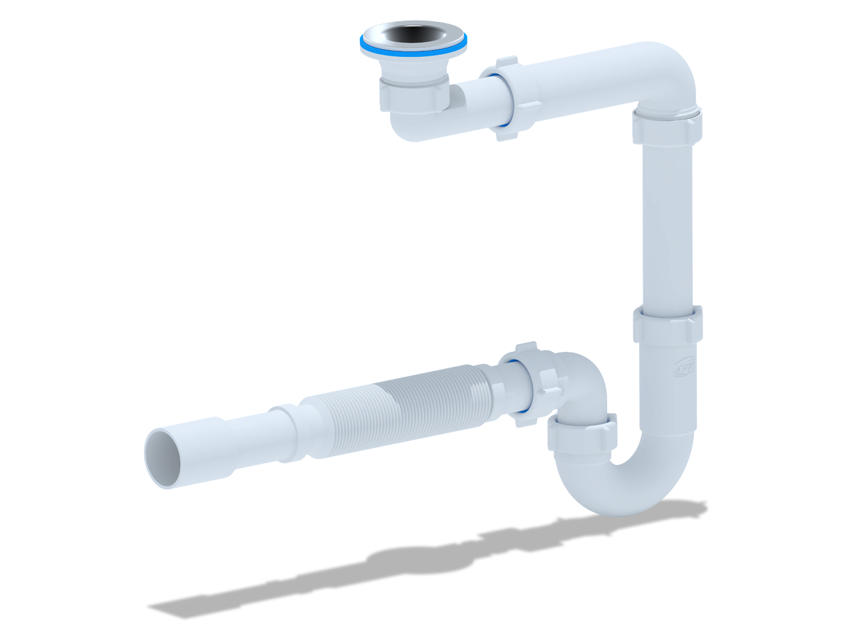 Сифон для раковины АНИ Пласт DB5015 1 1/4 дюйма 32 с гибкой трубой 32х32/40