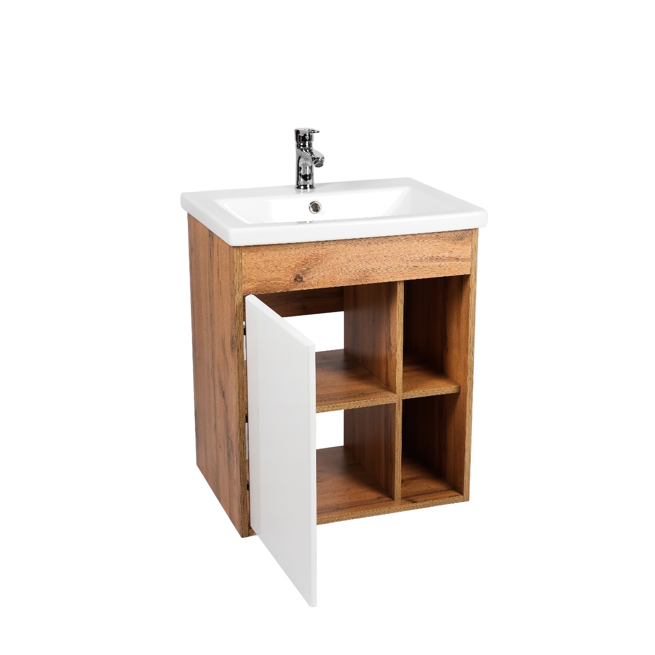 Тумба под раковину VIANT БОСТОН 60 подвесная дуб вотан/белый (VBOS60CO-T1STP)