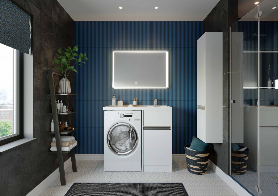 Шкаф-колонна ЛОНДРИ 34, подвесная, белая