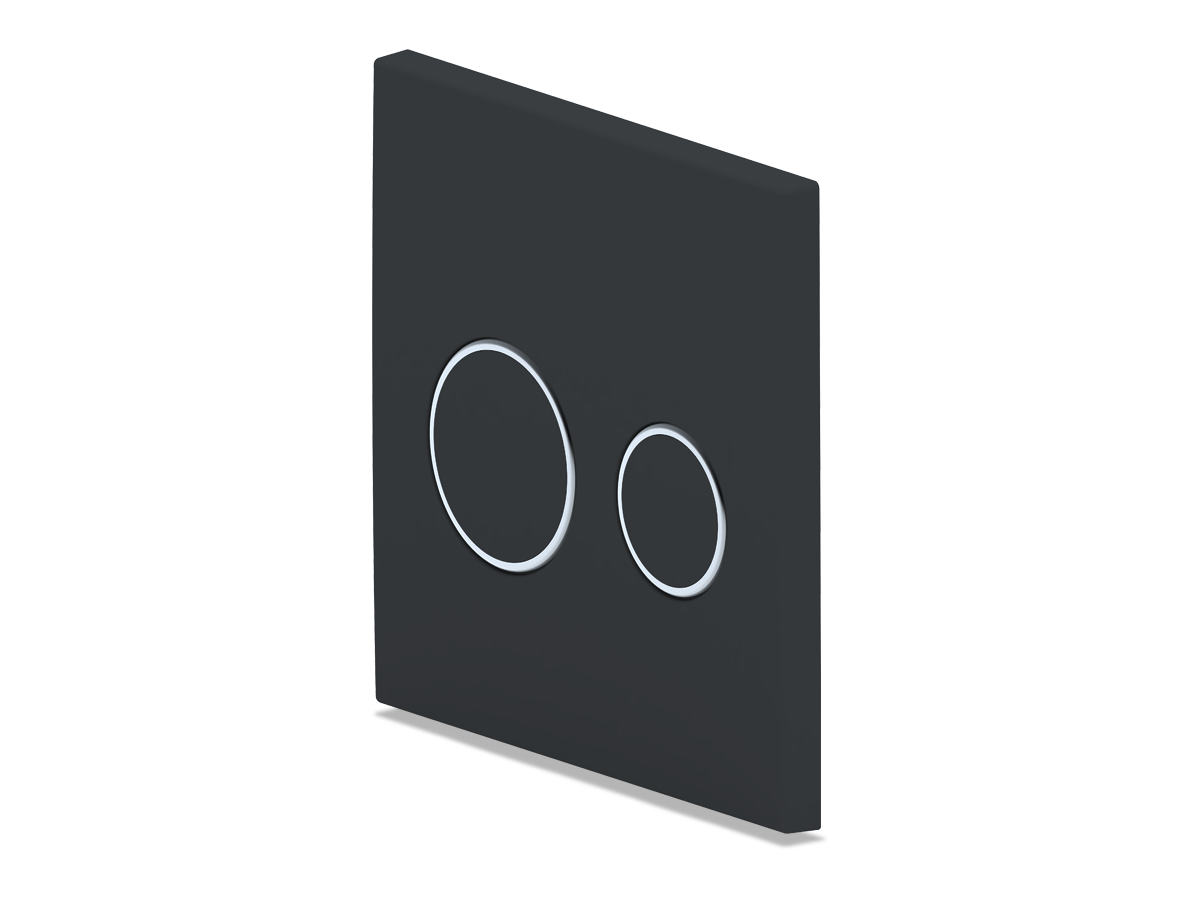 Клавиша смыва АНИ Пласт WP2430 для системы инсталляции Компакт матовая черная с хромированным обрамлением круглая